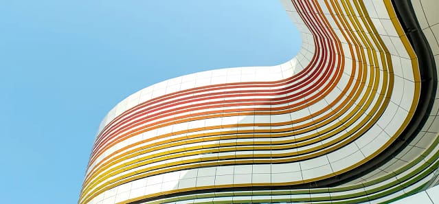 Modern architecture with colorful stripes