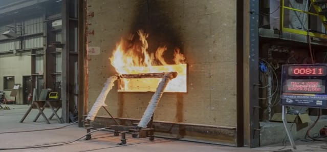 Indicatice photo showing fire testing as per NFPA 285