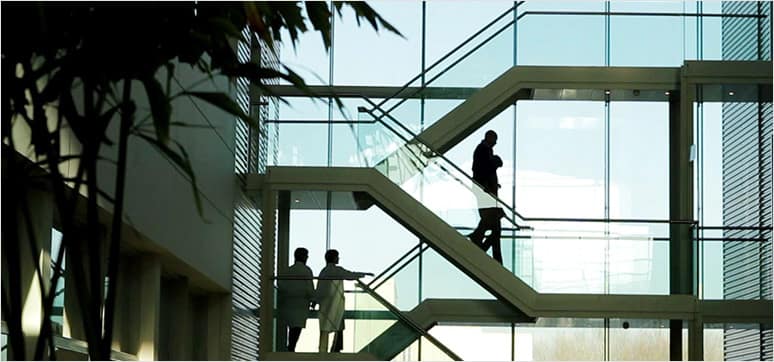 The-glass-facade Dow Corning Business and Technology Center in Seneffe, Belgium.