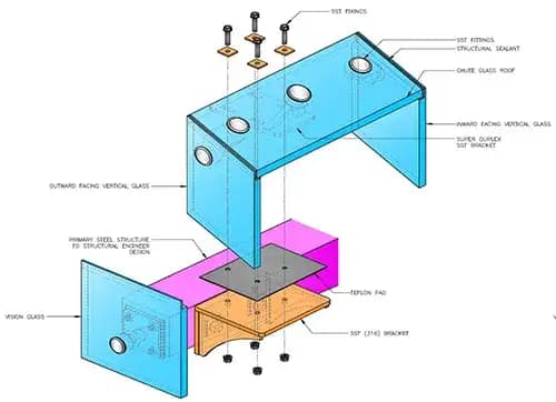 Glass slide connection detail