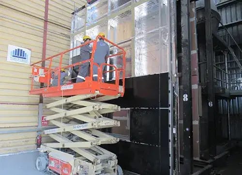 Picture 1: A mock-up is getting built up for a test to be conducted as per the NFPA 285 test method