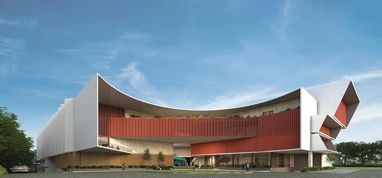 floor-to-ceiling openings with fins on the northern façade