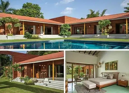 The ambulatory circumscribing of the exteriors and one of the bedrooms