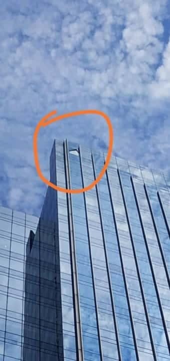 Glass panel that fell off the curtain wall façade of Manulife Financial Tower in Hong Kong