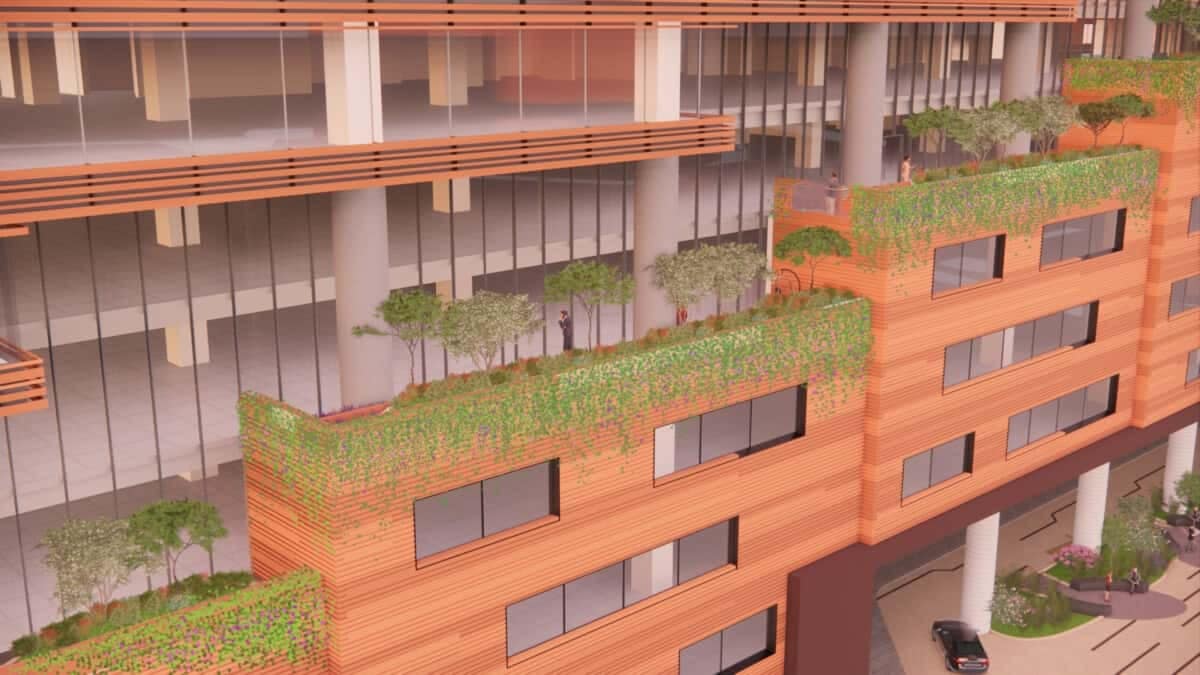 The Earth Centre - A combination of stepped landscape balconies and large terraces ensures more than 25% of the site is under green cover