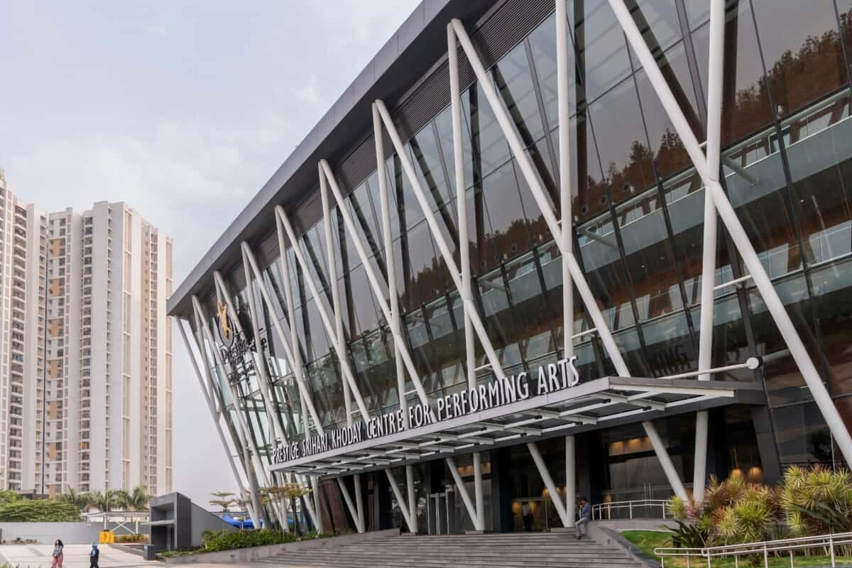 The large curtain glass behind this frame is rendered in laminated sheets to minimise glare and solar gain