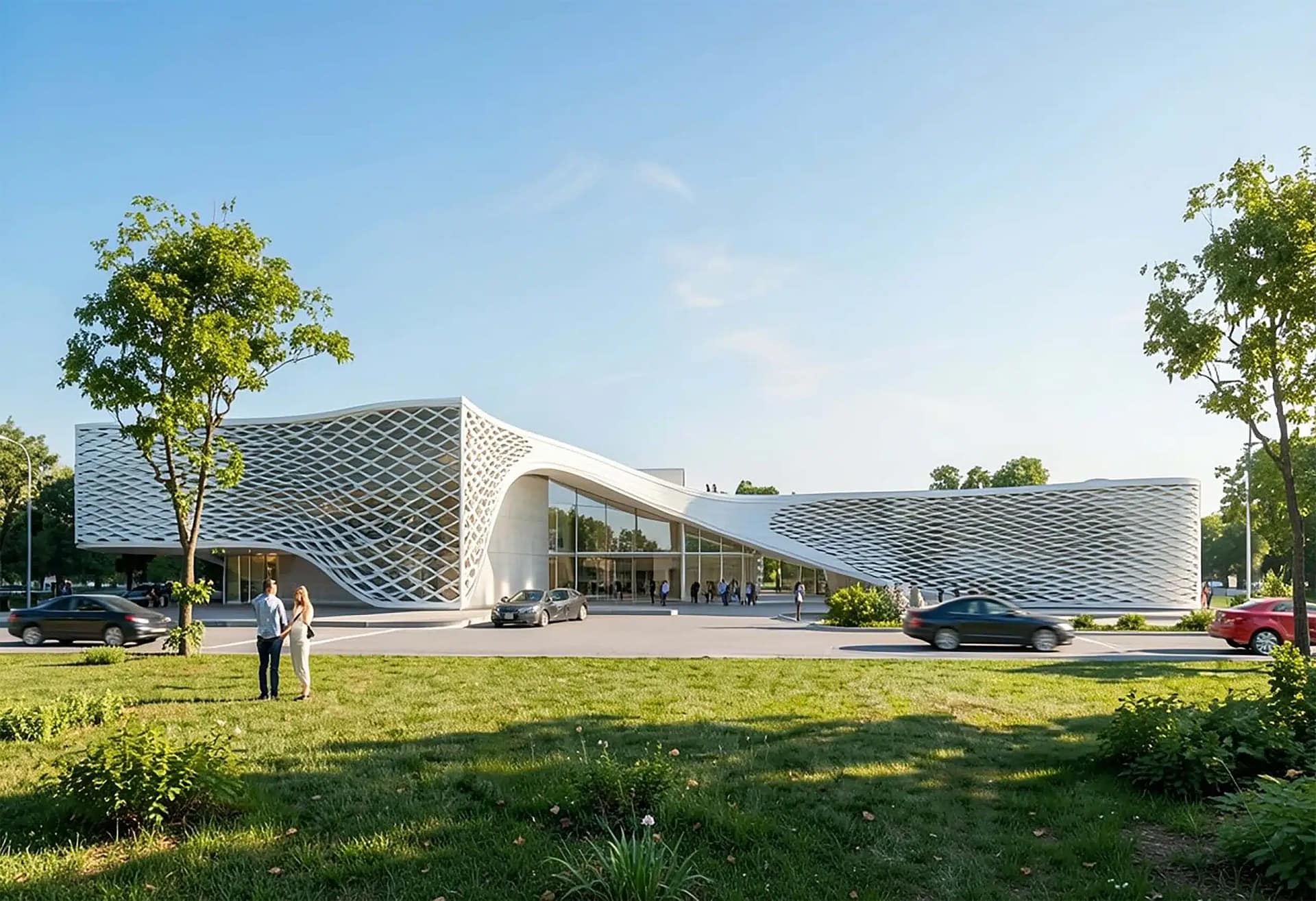 The façade takes the form of a porous concrete exoskeleton, digitally rationalised to align geometry with performance. The skin is no longer added to a building; it becomes the building (Image Credit: Habitat Architects)