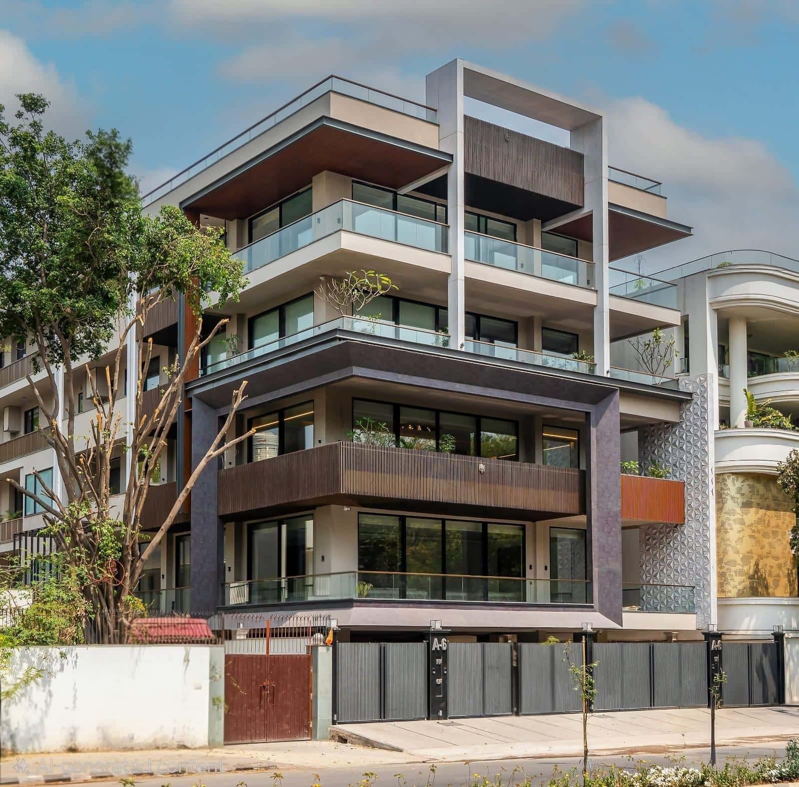 Warm wooden tones, lush landscaping & refined detailing come together to create a calm and inviting presence. This façade reflects a sensitive dialogue between nature, materiality, and modern living (Image Credit- Workshop for Metropolitan Architecture)
